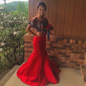 Two piece Ellie Wilde prom dress.